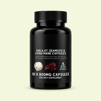 Pure Himalayan Shilajit & Lion's Mane Extract Capsules (60 Veg Capsules) – Brain & Energy Booster
